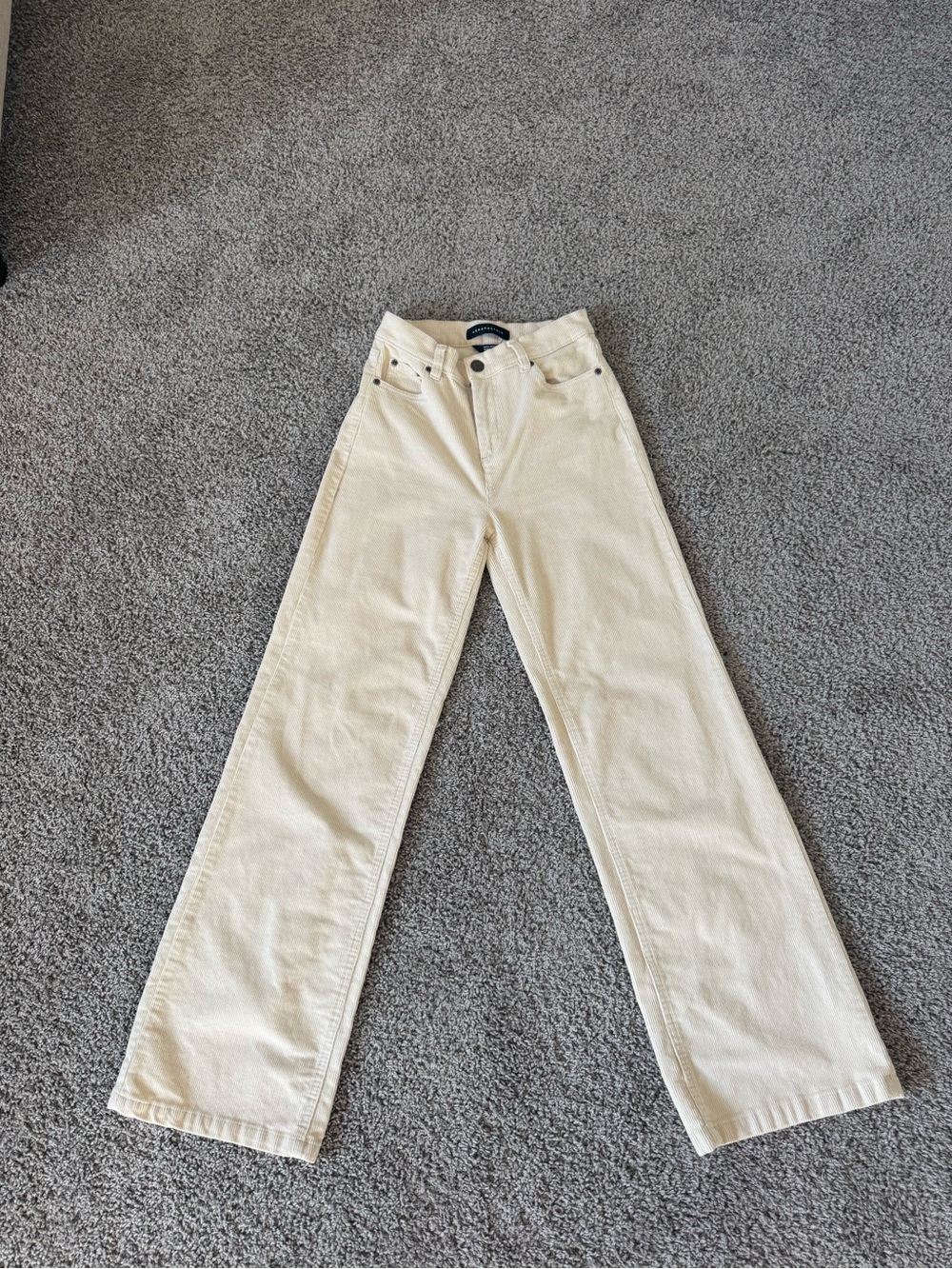 Aeropostale Cream High-Rise Wide Leg Jeans